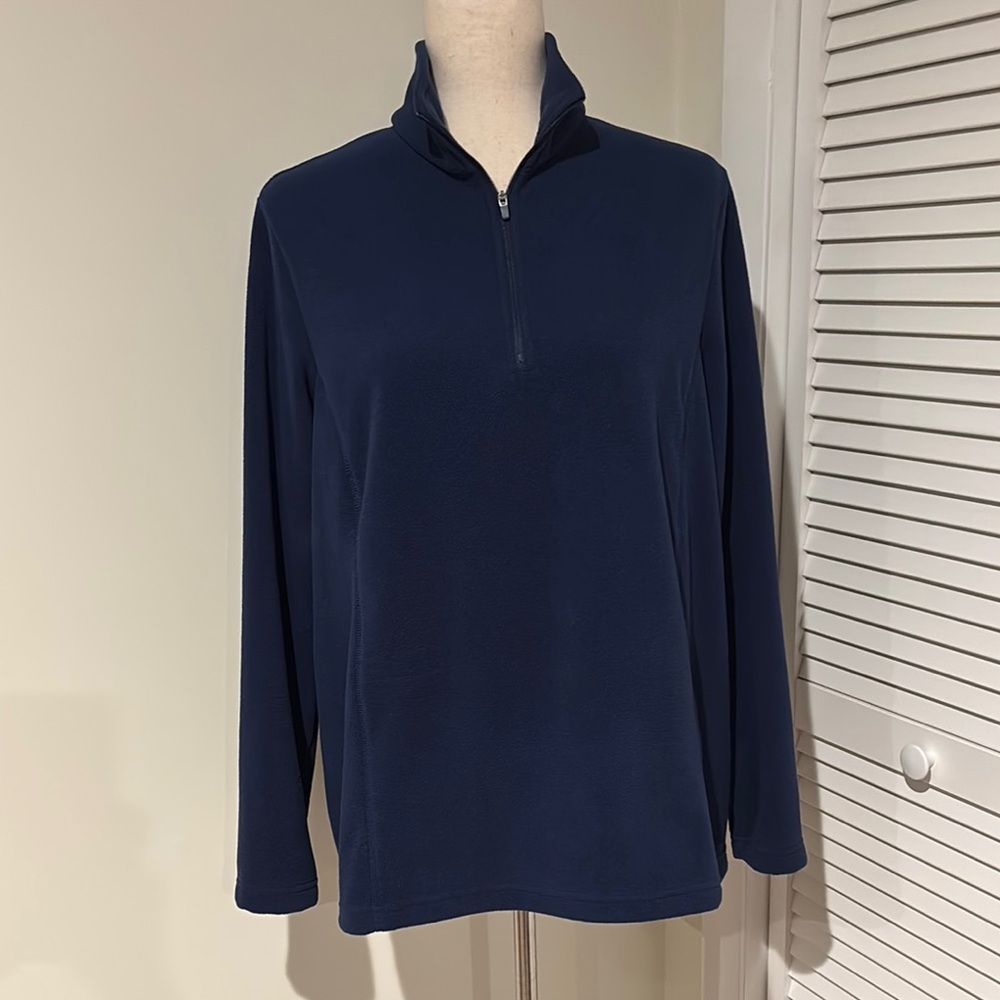 Lands' End Women's Royal Blue Quarter Zip Anywhere Fleece Pullover
